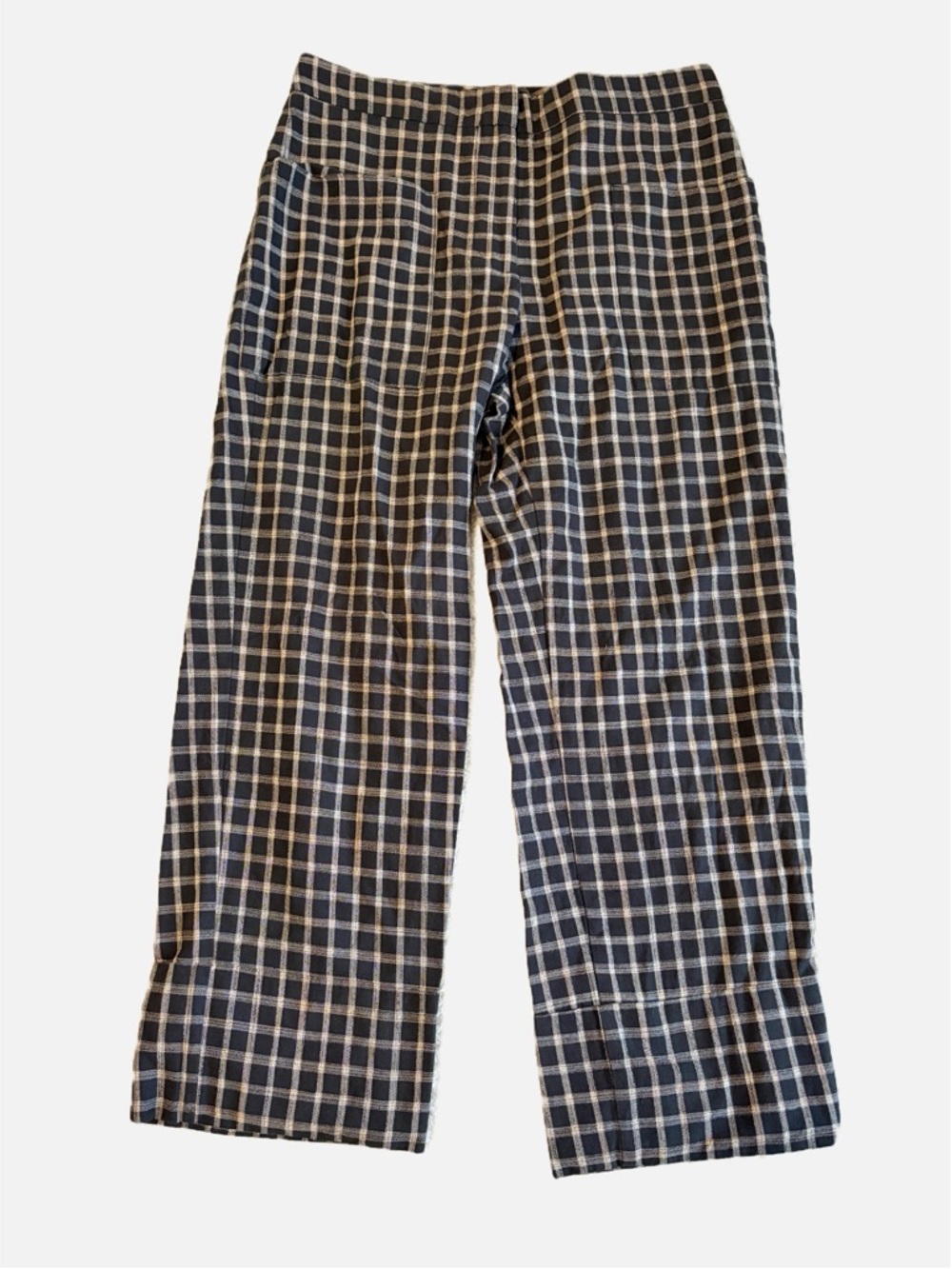 Zara Basic Black Gray‎ Straight Leg Plaid Trousers